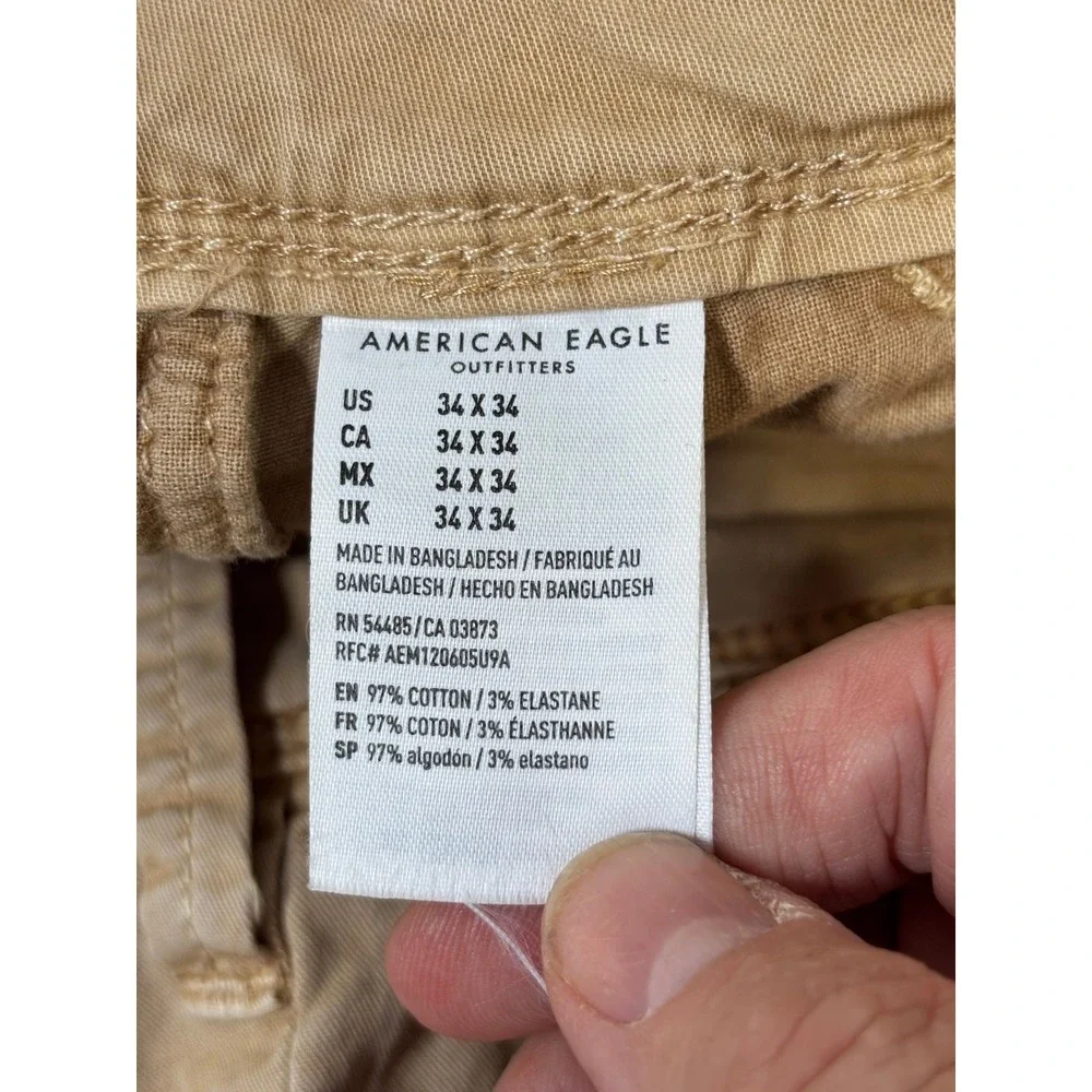 American Eagle Mens Ne(x)t Level Flex Slim Straight Chino Pants Tan Khaki 34x34